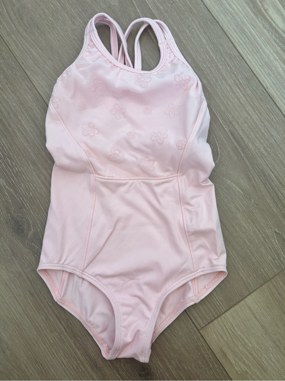 Block Soft Pink Leotard with flower detail